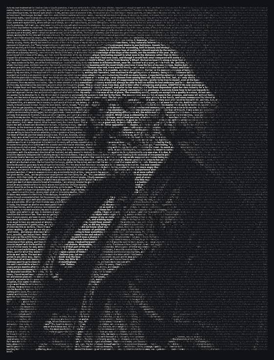 A portrait of Frederick Douglass, set from his own Narrative of 1845